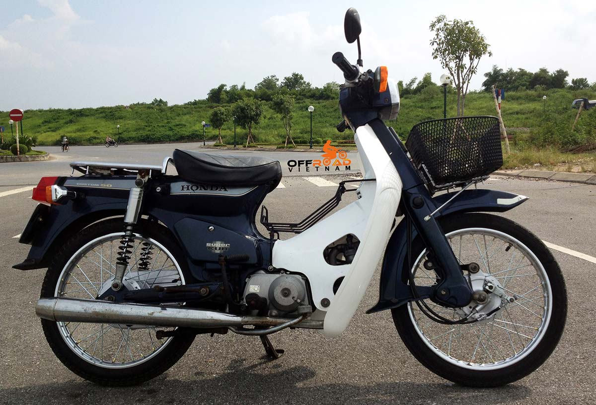 Hanoi Small Scooter Rental - 50cc Honda Super Cub, Legend For Rent In Hanoi. This is blue 1993 model with 70cc over-bore kit